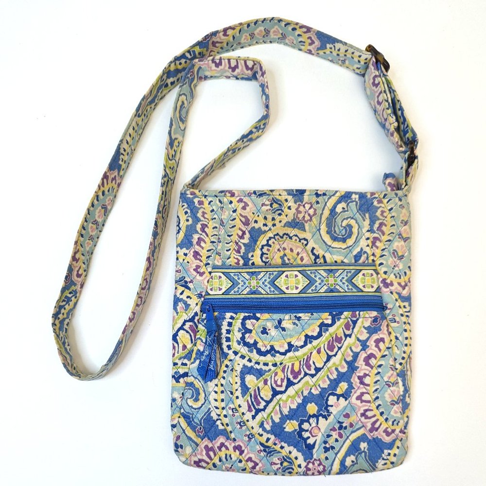 Vera Bradley Blue Purple Lime Aqua Paisley Crossbody Purse Bag Adjustable Strap